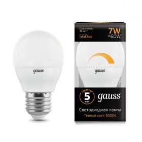 Лампа Gauss LED Globe-Dim E27 7W 560Lm 3000K Диммируемая 105102107-D / МВ Лайт
