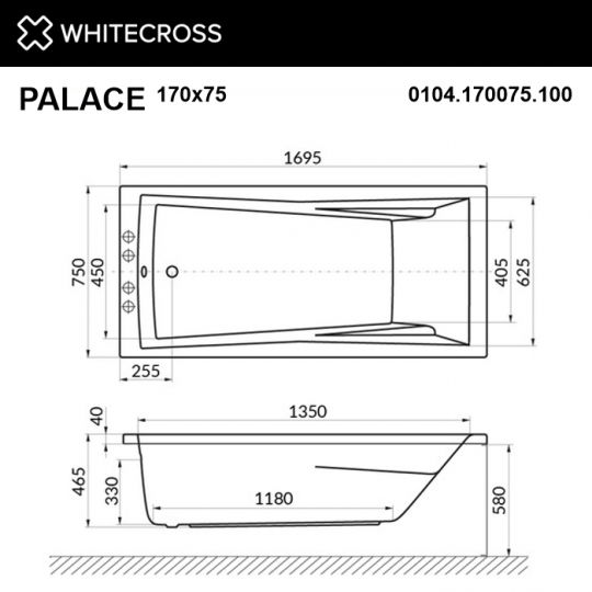 Ванна WHITECROSS Palace 170x75 схема 16