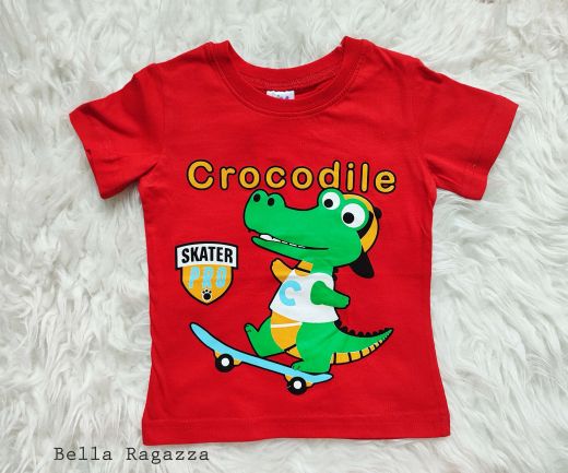 Футболочка для мальчика, красная с крокодильчиком