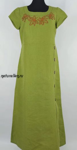 Платье льняное Аппликация (кленовый лист) 44 размер
