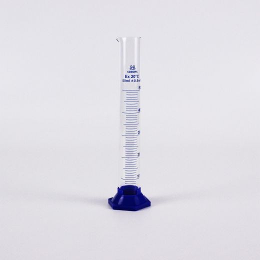 Цилиндр мерный 5drops 3-50-2, 50 мл, стекло, с пластиковым основанием, с носиком, градуированный
