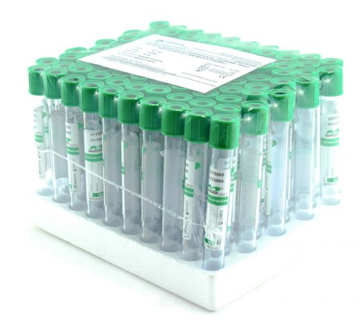Пробирки вакуумные пластиковые для подсчета клеток крови и исследования параметров плазм, с литий гепарином, 5 мл 13х100, упаковка 100 шт