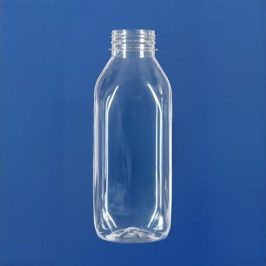Бутылка 500 мл, горло 38/415 мм, ПЭТ, квадратная, прозрачная, без крышки, 100 шт/упак