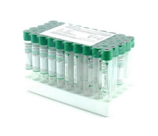 Пробирки вакуумные с литий гепарином, 9 мл, 16х100 мм, 50 шт/упак, пластик, для исследования плазмы, Lind-Vac