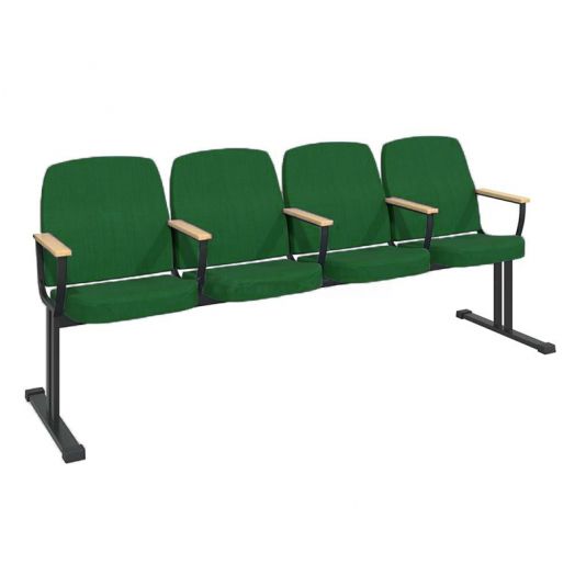 Секция театральных кресел «Дебют» 4-х местная с откидными сидениями (Цвет обивки Зелёный)