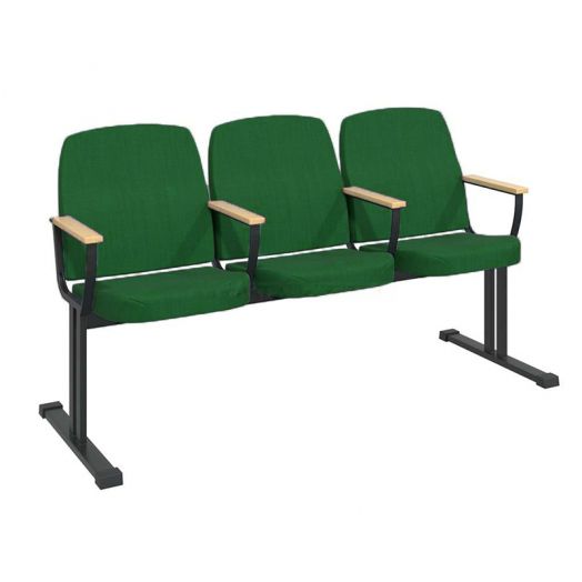 Секция театральных кресел «Дебют» 3-х местная с откидными сидениями (Цвет обивки Зелёный)