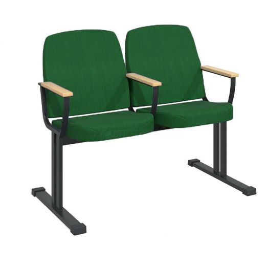 Секция театральных кресел «Дебют» 2-х местная с откидными сидениями (Цвет обивки Зелёный)