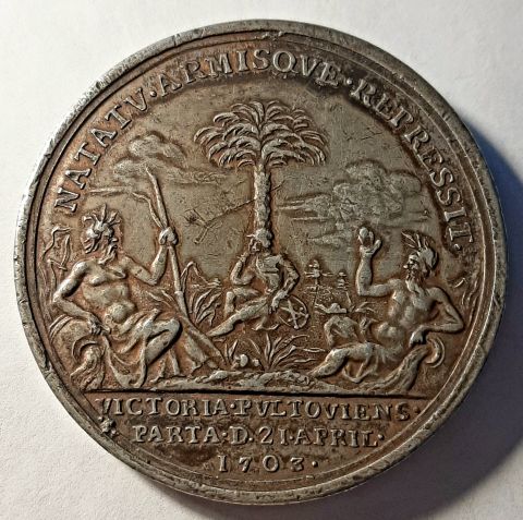 медаль 1703 Швеция RARE Карл XII Победа в Польше АUNC