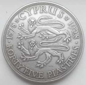50 лет английскому Кипру 45 пиастров Кипр 1928