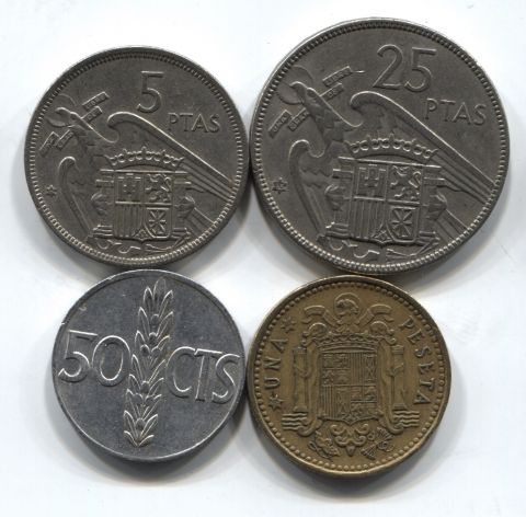 Набор монет Испания 1957-1966 4 шт.