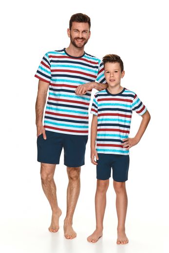 Пижама детская для мальчиков TARO Luka 2744-2745-02, футболка и шорты, темно-синий