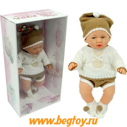 Новорожденная кукла AZRA в бежево коричневом комбинезоне