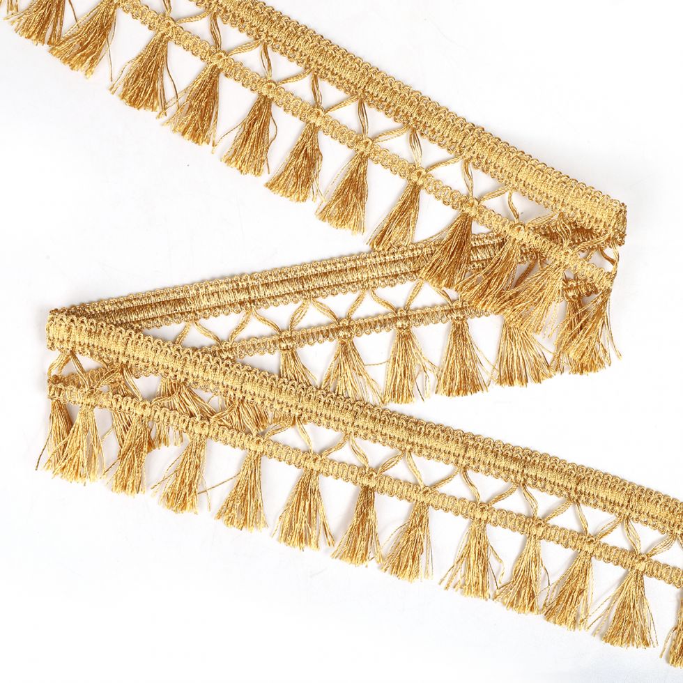 Тесьма - Бахрома для штор с кисточками цв.6362 ширина 70 мм  Золотой (6154-0419.6362)