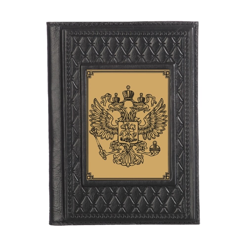 Макей Обложка для паспорта «Герб» с сублимированной накладкой. Цвет черный
