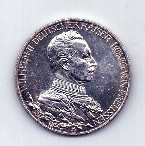 3 марки 1913 года AUNC Германия Пруссия