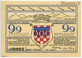 Германия. Нотгельд г. Бад-Хоннеф 99 пфеннигов 1921