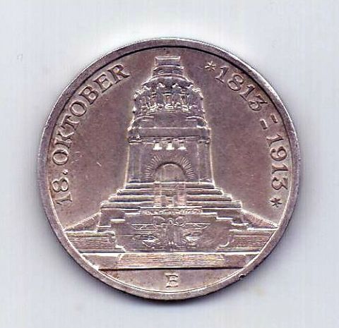 3 марки 1913 Саксония AUNC Германия
