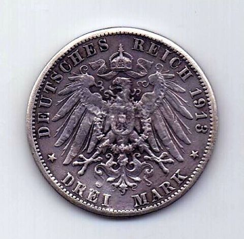 3 марки 1913 года Саксония Германия