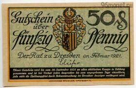 Германия. Нотгельд г. Дрезден 50 пфеннигов 1921