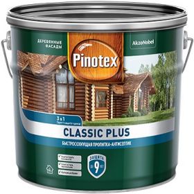 Пропитка-Антисептик Pinotex Classic Plus 3 в 1 9л Сосна для Защиты Древесины до 9 лет / Пинотекс Классик Плюс*.