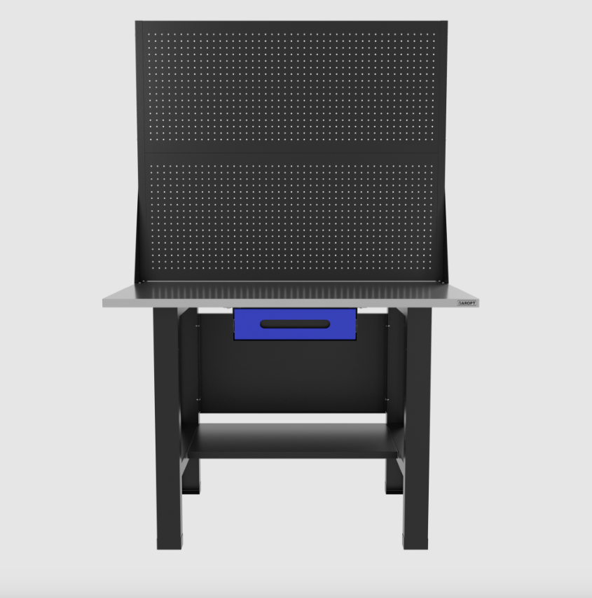 Верстак бестумбовый с ящиком и двумя экранами, синий/ Стол для слесарных работ 1200*700 GAROPT, Gt1200STY1PP2.blue