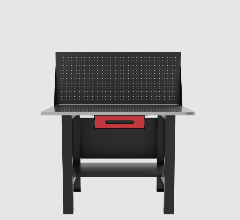 Верстак бестумбовый с ящиком и экраном, красный/ Стол для слесарных работ 1200*700 GAROPT, Gt1200STY1PP.red