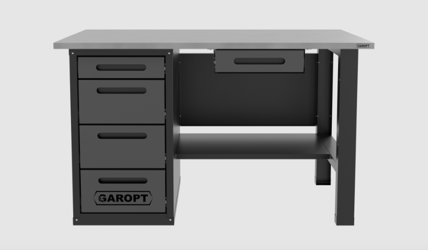 Верстак с ящиком однотумбовыи 4 ящика серый 1400*700 Garopt, GT1400STY1Y4.grey