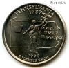 США 25 центов 1999 D Пенсильвания