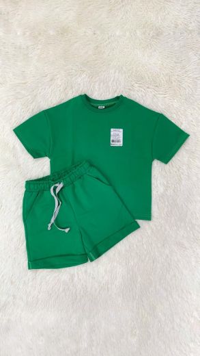 Костюм футболка+шорты, 75-60, зеленый