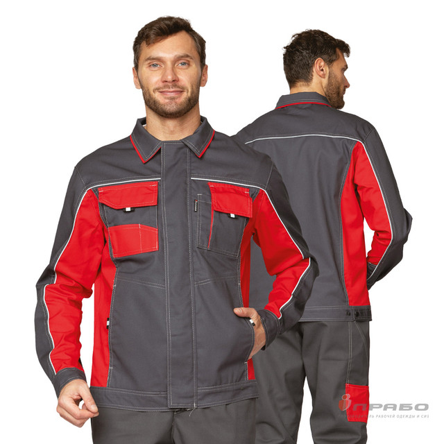 Костюм Бренд 1 2020 мужской тёмно-серый/красный (куртка и брюки)(9408)