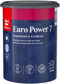 Краска для Стен и Потолков Tikkurila Euro Power 7 2.7л Моющаяся Матовая / Тиккурила Евро Пауэр 7.