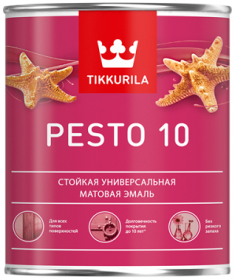 Эмаль Универсальная Tikkurila Pesto 10 0.9л Матовая, Интерьерная, без Резкого Запаха / Тиккурила Песто 10.