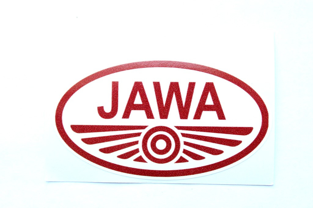 Наклейка эмблема "JAWA" (красная)