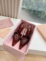 Босоножки MIU MIU PREMIUM на каблуке бордовые