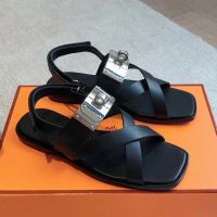 Сандалии HERMES Premium с замком черные