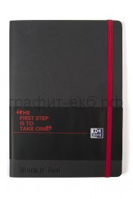 Книжка зап.Oxford Black'n'Red А6 72л.лин.резинка карман мягкая.обложка 400051205