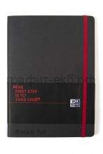 Книжка зап.Oxford Black'n'Red А6 72л.лин.резинка карман мягкая.обложка 400051205