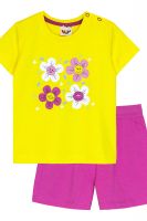 Комплект для девочки футболка+шорты 41131 (м) [желтый/фуксия]