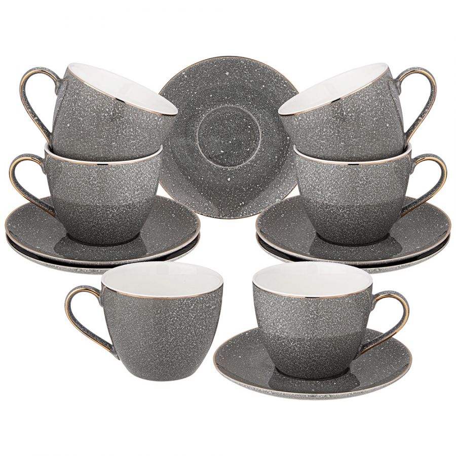 Чайный набор на 6 персон "Grain", 12 пр., 220 мл, серый