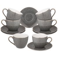 Чайный набор на 6 персон "Grain", 12 пр., 220 мл, серый