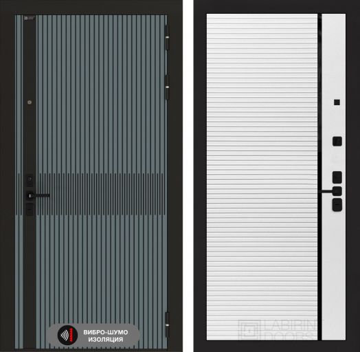 Дверь входная Лабиринт ISSIDA 22 Белый софт черная вставка