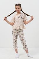 Пижама Пёсик детская короткий рукав с бриджами [бежевый]
