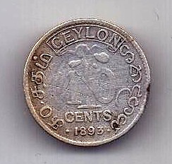 10 центов 1893 Цейлон .Великобритания