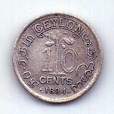 10 центов 1894 Цейлон XF Великобритания