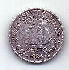 10 центов 1924 Цейлон Великобритания