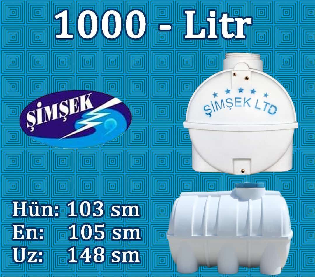 Polietilen Yumru Su Çəni Şimşek 1000 lt h-103