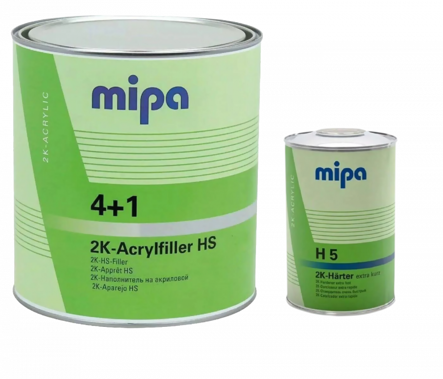 4+1 2K-HS-Acrylfiller Филлер акриловый светло-серый RAL 7035 с отвердителем экстра быстрым H 5 2K-Harter 1,25л (6шт/кор)