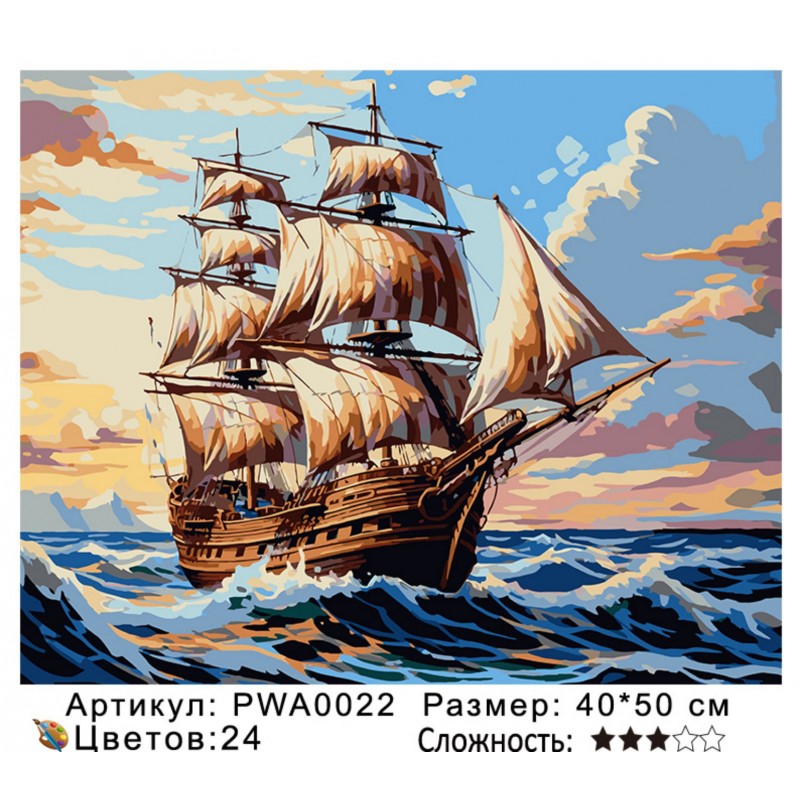 Картина по номерам на  подрамнике PWA0022 с цветным холстом