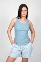 Пижама женская майка+шорты 0931 [голубая полоса]