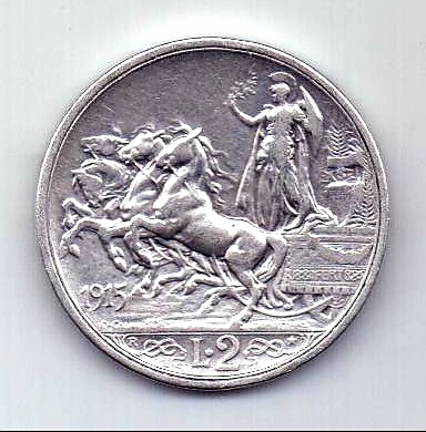 2 лиры 1915 Италия XF